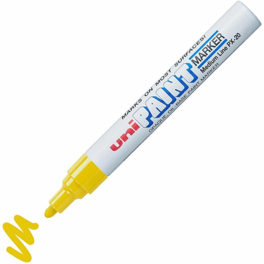 Image of uniball® Marker, Oil-Based, Medium Point, Yellow Ink