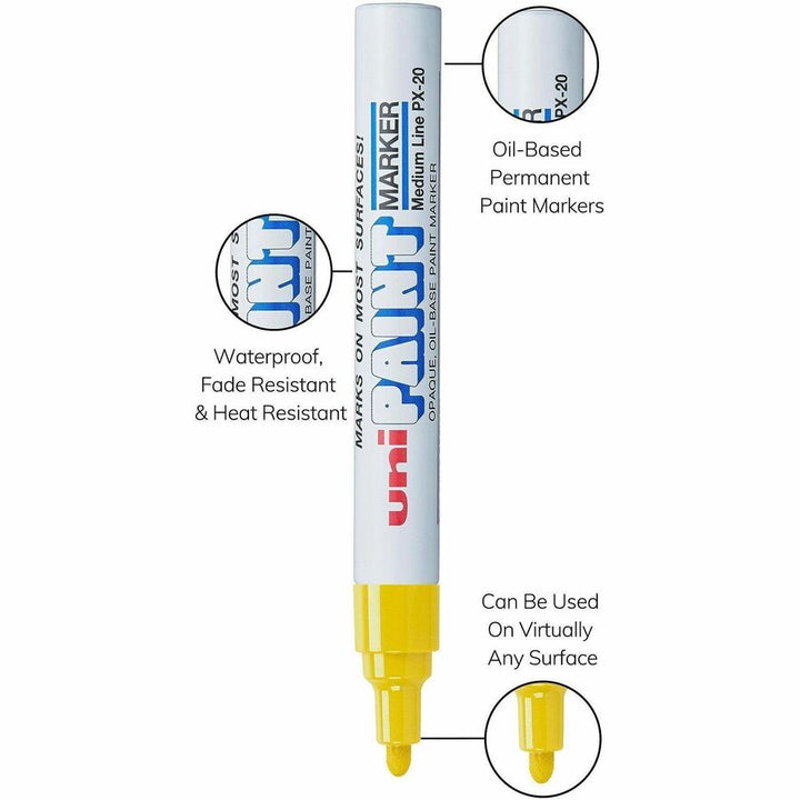 Image of uniball® Marker, Oil-Based, Medium Point, Yellow Ink