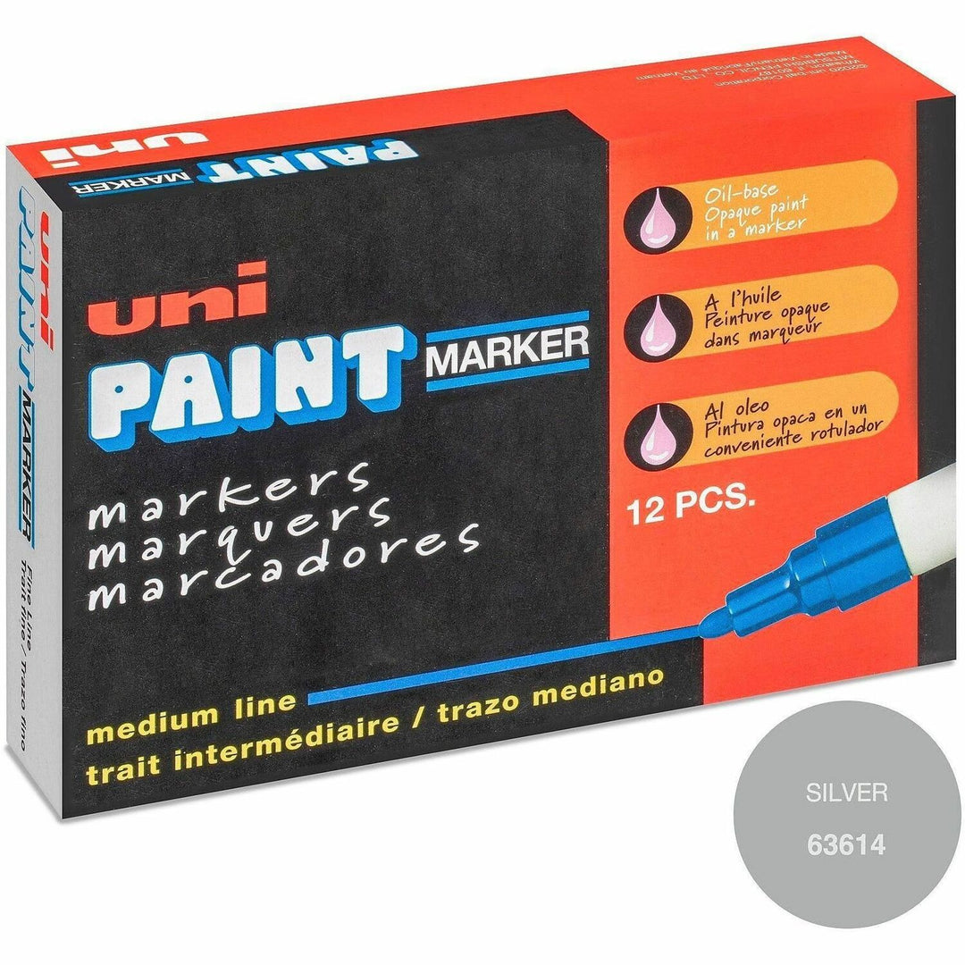 Image of uniball® Marker, Oil-Based, Medium Point, Metallic Silver