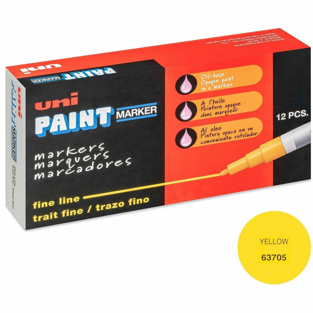Image of uniball® Marker, Paint, Oil-Based, Fine Point, Yellow Ink