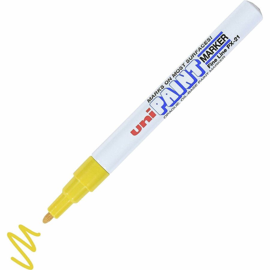 Image of uniball® Marker, Paint, Oil-Based, Fine Point, Yellow Ink