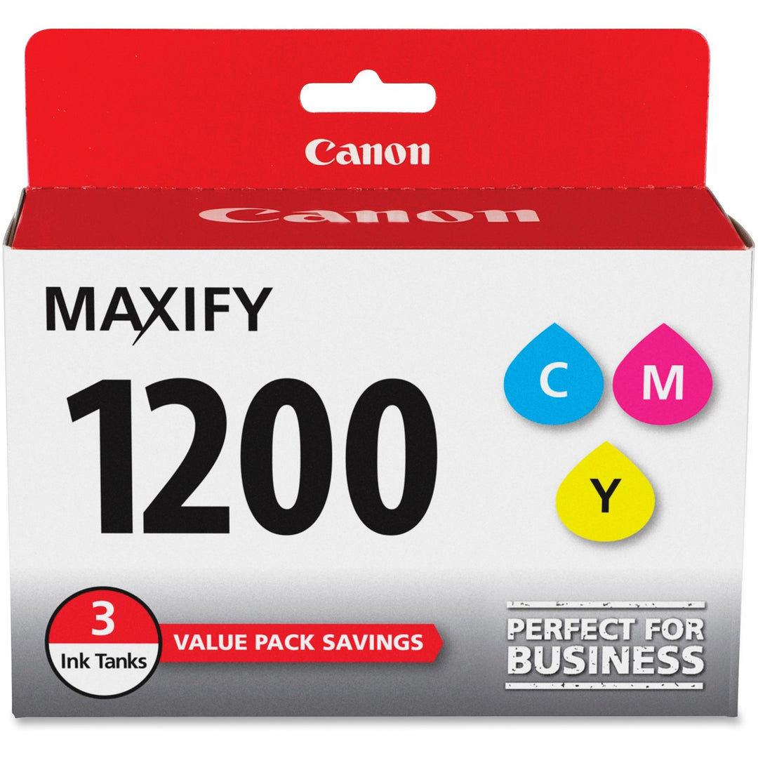 Image of Canon PGI-1200 CMY PGI-1200 MAXIFY Color Ink Tank, 700 Pages (Per Cartridge), 3 / Pack