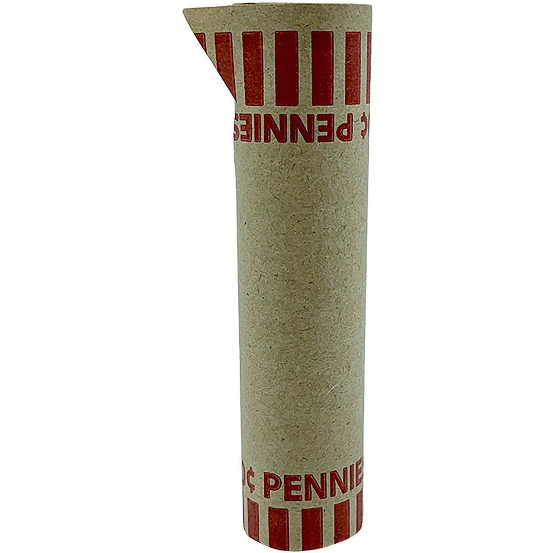 Image of PAP-R 20001 Tubular Coin Wrappers, Total $0.50 in 50 Coins of 1? Denomination, Heavy Duty, Burst Resistant, Kraft, Red, 1000 / Box