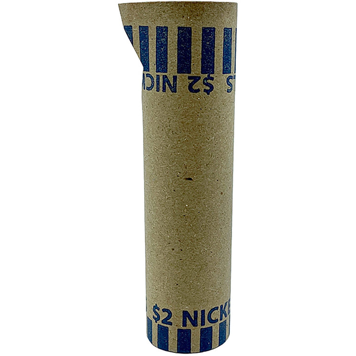 Image of PAP-R 20005 Tubular Coin Wrappers, Total $2.00 in 40 Coins of 5? Denomination, Heavy Duty, Burst Resistant, Kraft, Blue, 1000 / Box