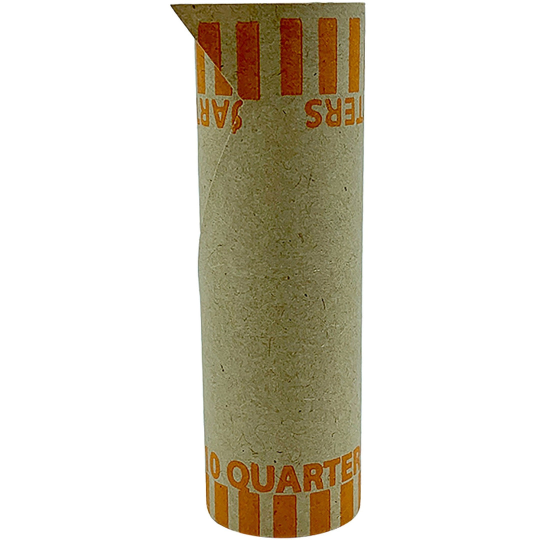 Image of PAP-R 20025 Tubular Coin Wrappers, Total $10 in 40 Coins of 25? Denomination, Heavy Duty, Burst Resistant, Kraft, Orange, 1000 / Box