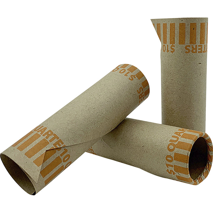 Image of PAP-R 20025 Tubular Coin Wrappers, Total $10 in 40 Coins of 25? Denomination, Heavy Duty, Burst Resistant, Kraft, Orange, 1000 / Box