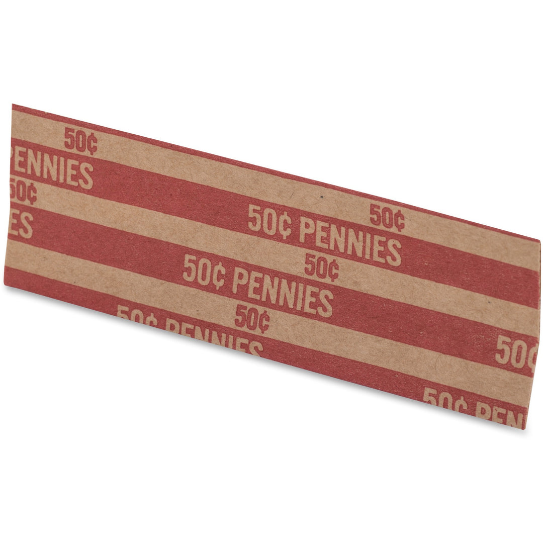 Image of PAP-R 30001 Flat Coin Wrappers, Total $0.50 in 50 Coins of 1? Denomination, Heavy Duty, Paper, Red, 1000 / Box