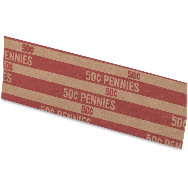 Image of PAP-R 30001 Flat Coin Wrappers, Total $0.50 in 50 Coins of 1? Denomination, Heavy Duty, Paper, Red, 1000 / Box