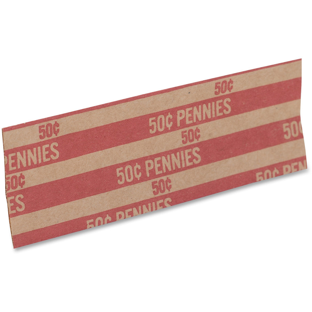 Image of PAP-R 30001 Flat Coin Wrappers, Total $0.50 in 50 Coins of 1? Denomination, Heavy Duty, Paper, Red, 1000 / Box