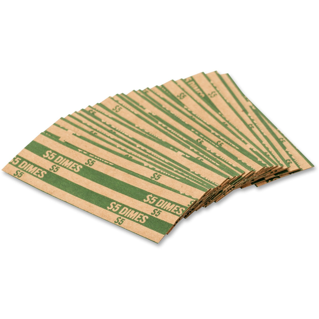 Image of PAP-R 30010 Flat Coin Wrappers, Total $5.0 in 50 Coins of 10? Denomination, Heavy Duty, Paper, Green, 1000 / Box