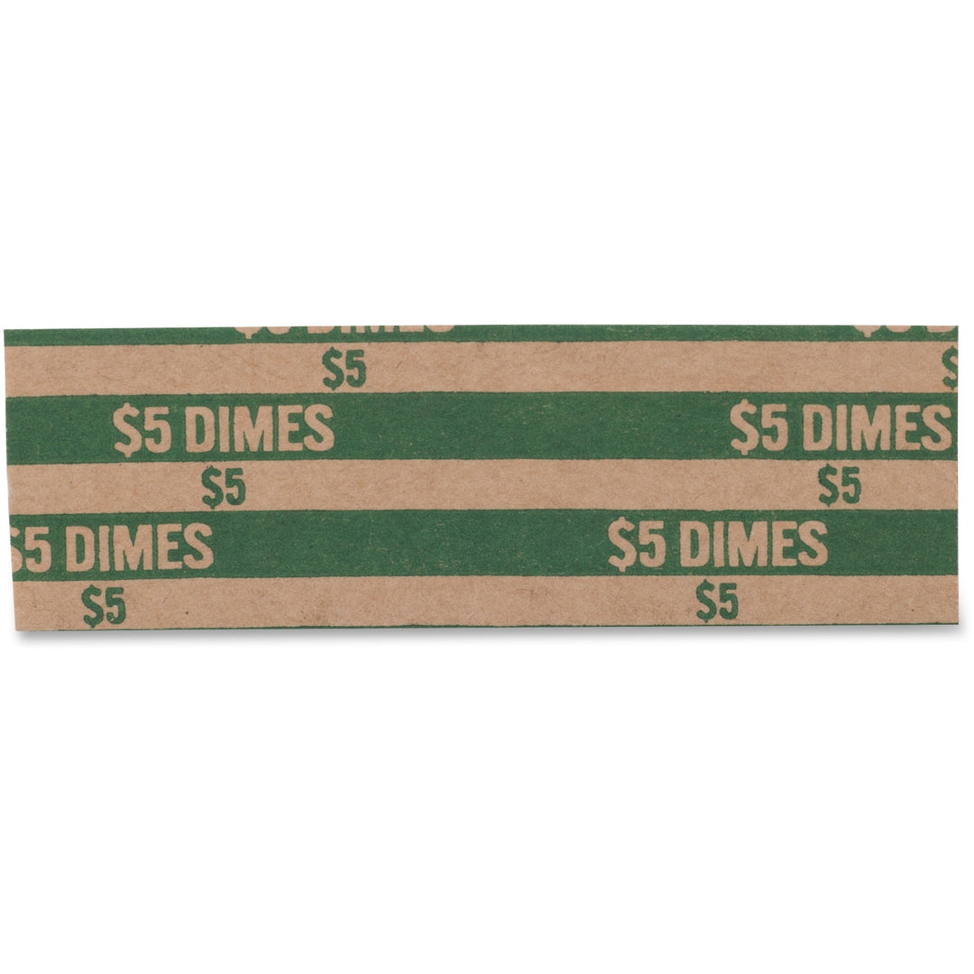 Image of PAP-R 30010 Flat Coin Wrappers, Total $5.0 in 50 Coins of 10? Denomination, Heavy Duty, Paper, Green, 1000 / Box