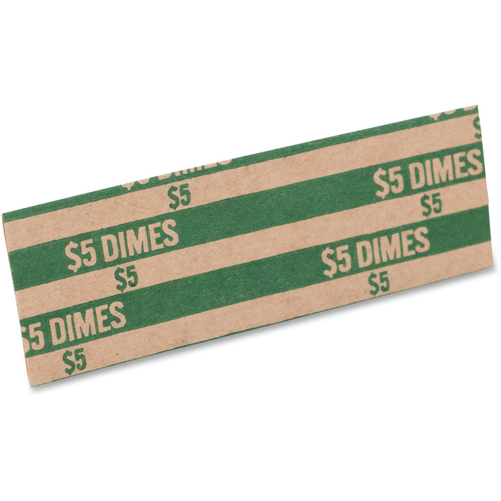 Image of PAP-R 30010 Flat Coin Wrappers, Total $5.0 in 50 Coins of 10? Denomination, Heavy Duty, Paper, Green, 1000 / Box