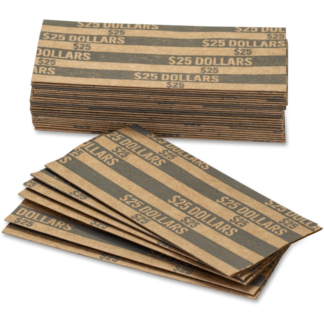 Image of PAP-R 30100 Flat Coin Wrappers, Total $25 in 25 Coins of $1 Denomination, Heavy Duty, Paper, Dark Gray, 1000 / Box
