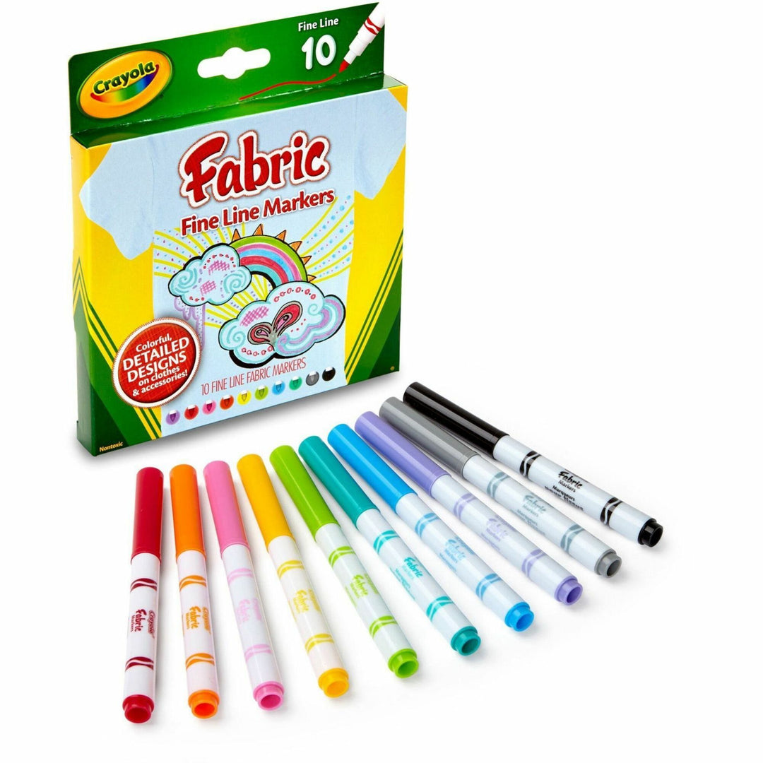 Image of Crayola® Fabric Markers, Fine Line, Nontoxic, 10/ST, Assorted