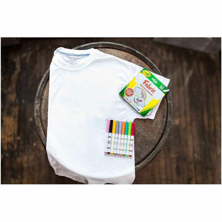 Image of Crayola® Fabric Markers, Fine Line, Nontoxic, 10/ST, Assorted