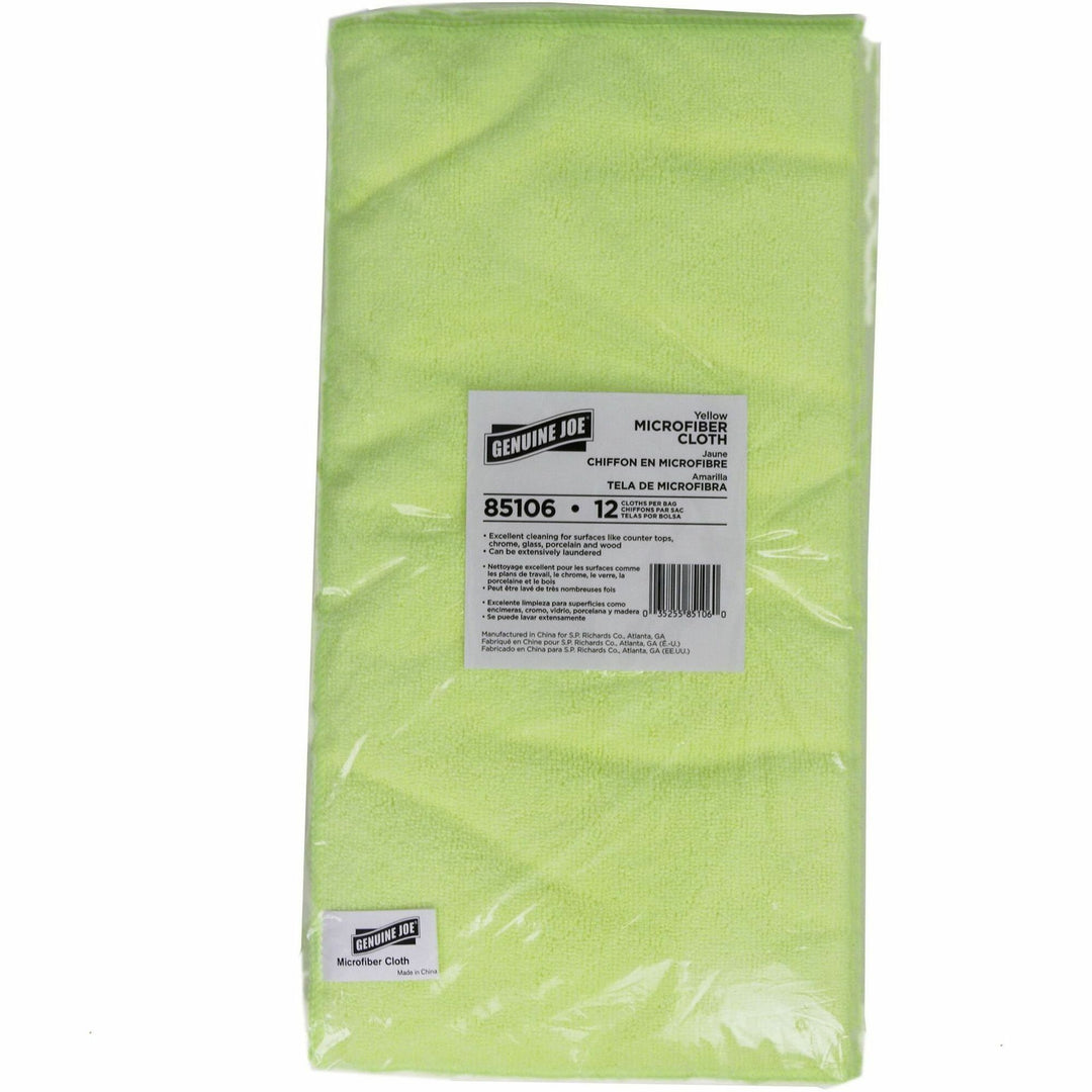 Image of Genuine Joe Microfiber Cloth, General Cleaning, 16"x16", 12/BG, YW