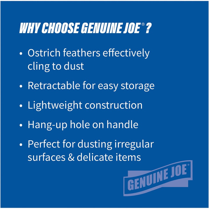 Image of Genuine Joe 90218 Retractable Feather Duster, Plastic Handle, Brown, 1 Each