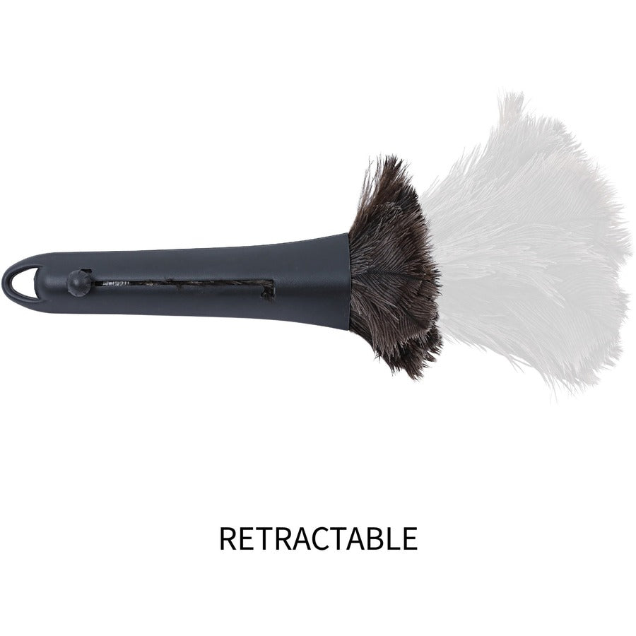 Image of Genuine Joe 90218 Retractable Feather Duster, Plastic Handle, Brown, 1 Each