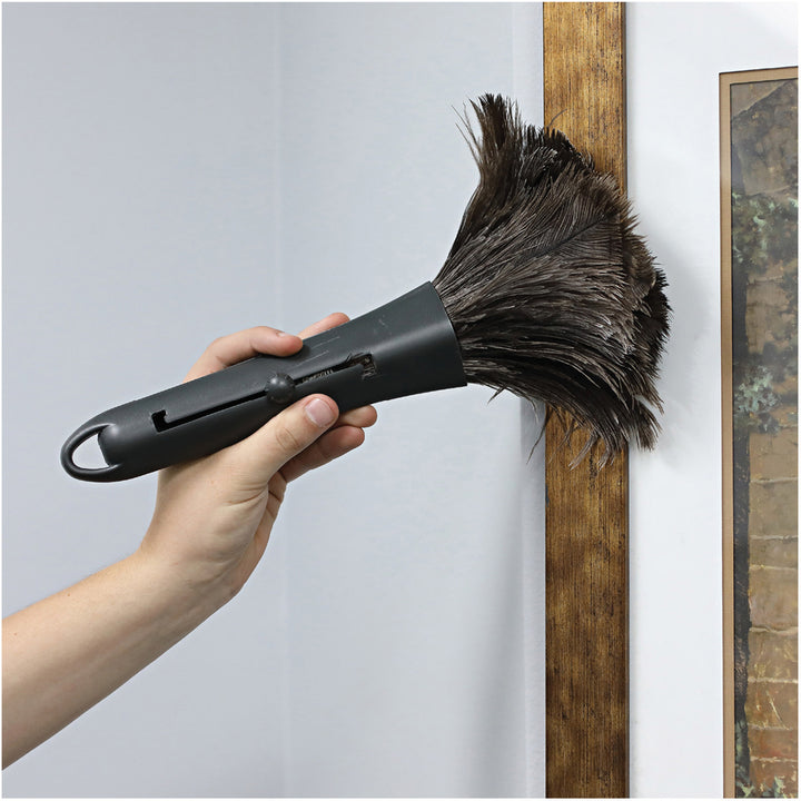 Image of Genuine Joe 90218 Retractable Feather Duster, Plastic Handle, Brown, 1 Each