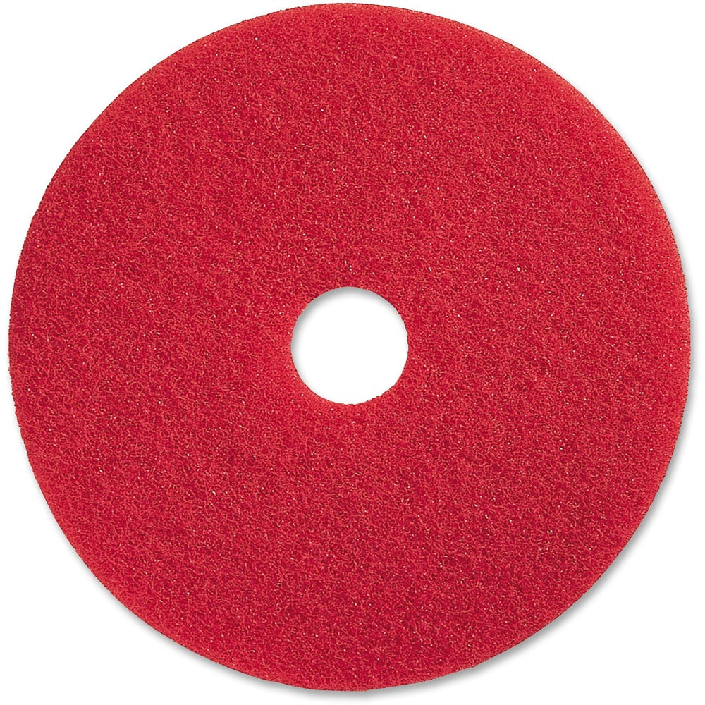 Image of Genuine Joe Floor Pads, f/Spray Buffing, 20", 5/CT, Red