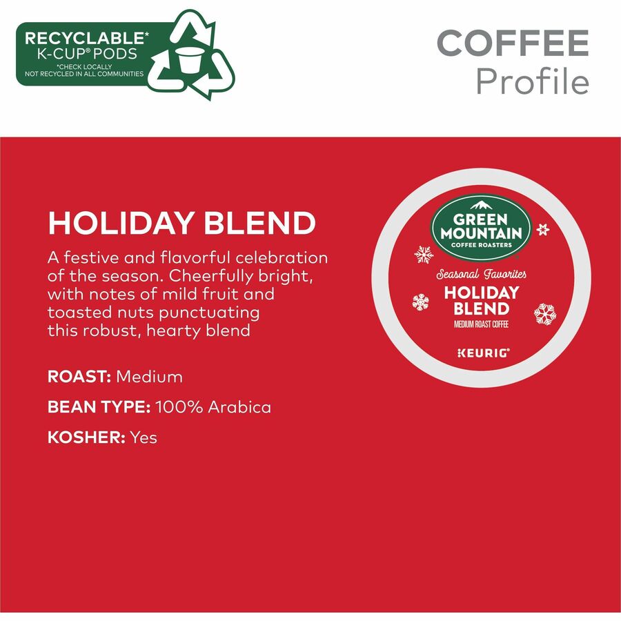 Image of Green Mountain Coffee® Holiday Blend K-Cups, Medium Roast, 24/box