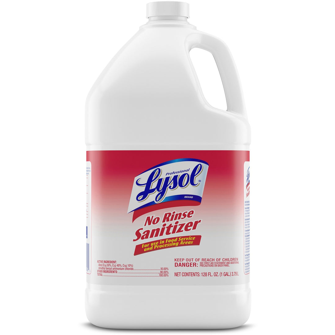 Image of Professional Lysol 3624174389 No Rinse Sanitizer, Concentrate, 128 fl oz (4 quart), Disinfectant, Anti-bacterial, Clear, 1 Each