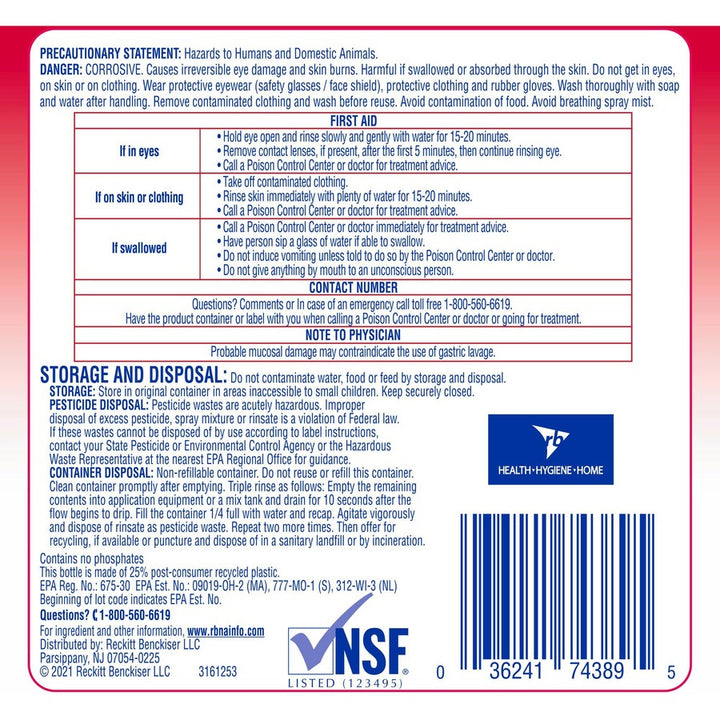 Image of Professional Lysol 3624174389 No Rinse Sanitizer, Concentrate, 128 fl oz (4 quart), Disinfectant, Anti-bacterial, Clear, 1 Each