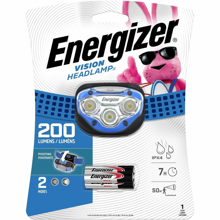 Image of Energizer HDA32E Vision LED Headlamp, LED, 100 lm Lumen, 3 x AAA, Battery, Impact Resistant, Water Resistant, Blue, 1 Pack