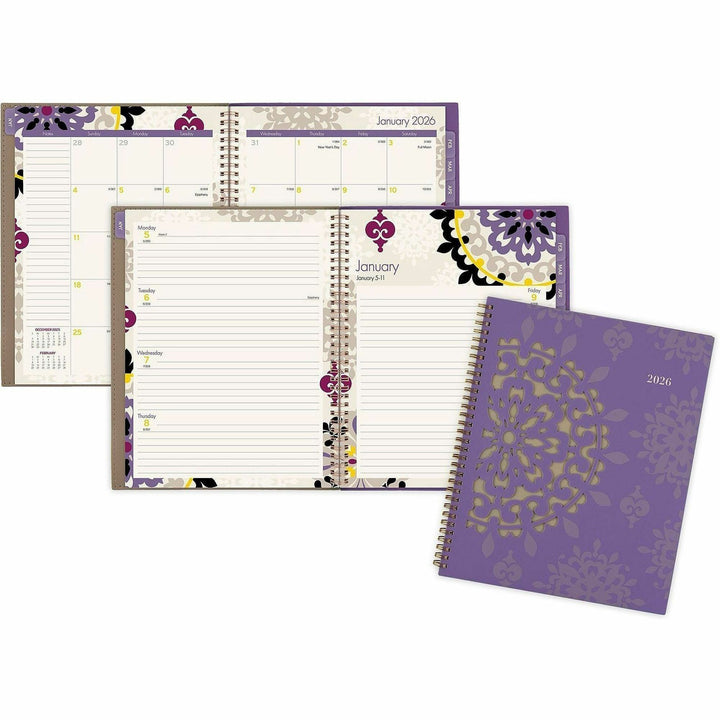 Image of Cambridge® Vienna Weekly/Monthly Appointment Book, Geometric Artwork, 11 x 8.5, Purple/Tan Cover, 12-Month (Jan to Dec): 2025