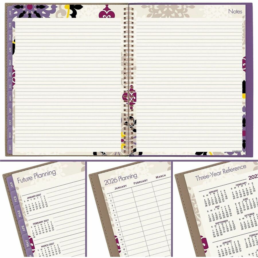 Image of Cambridge® Vienna Weekly/Monthly Appointment Book, Geometric Artwork, 11 x 8.5, Purple/Tan Cover, 12-Month (Jan to Dec): 2025