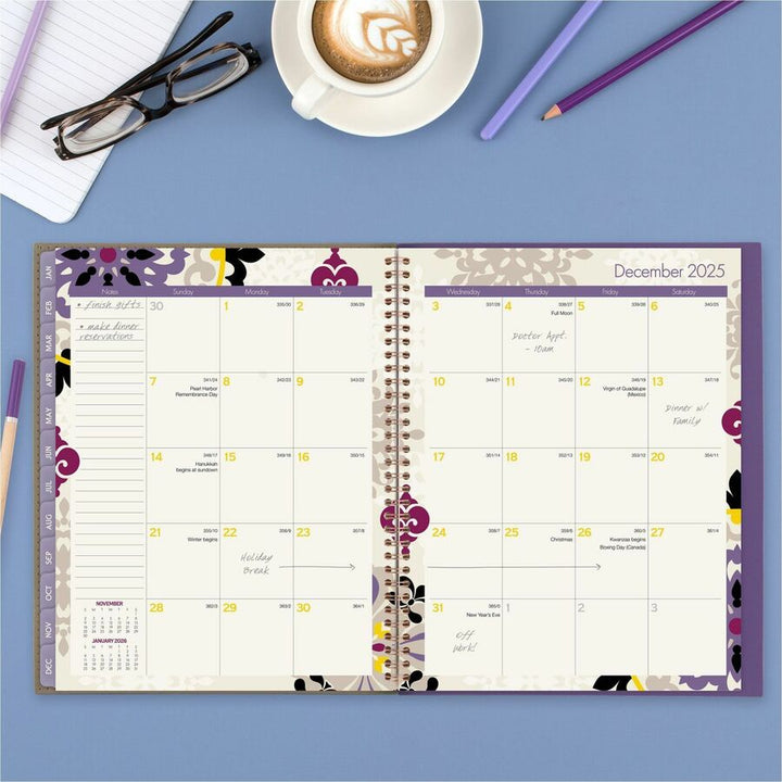 Image of Cambridge® Vienna Weekly/Monthly Appointment Book, Geometric Artwork, 11 x 8.5, Purple/Tan Cover, 12-Month (Jan to Dec): 2025