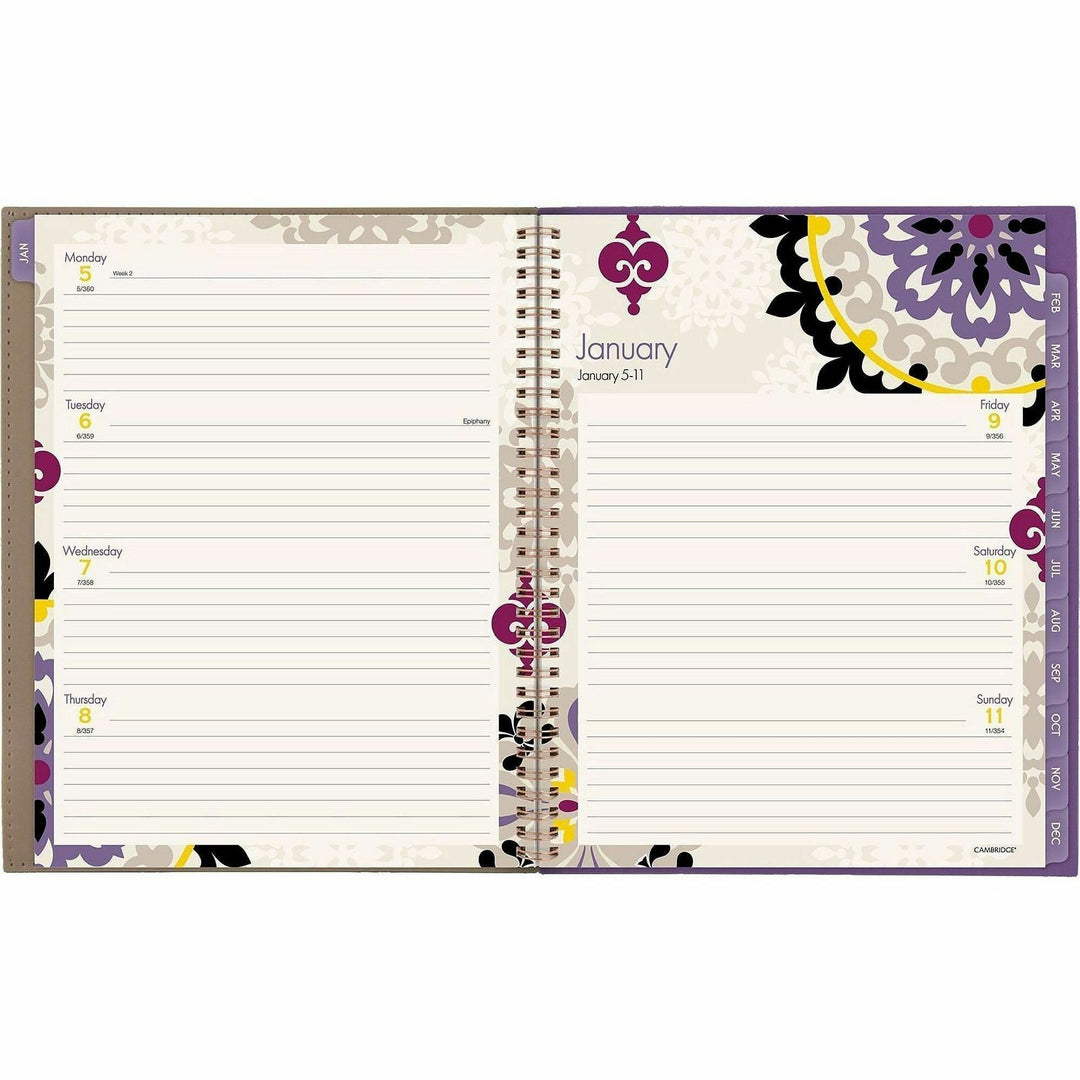 Image of Cambridge® Vienna Weekly/Monthly Appointment Book, Geometric Artwork, 11 x 8.5, Purple/Tan Cover, 12-Month (Jan to Dec): 2025