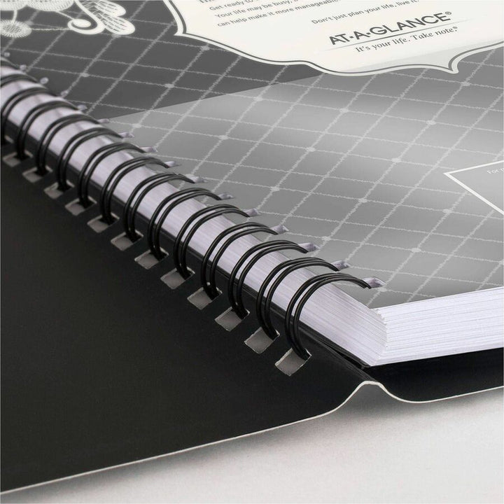 Image of AT-A-GLANCE® Lacey Weekly Block Format Professional Appointment Book, Lacey Artwork, 11 x 8.5, Black/White, 13-Month: Jan 2025 to Jan 2026
