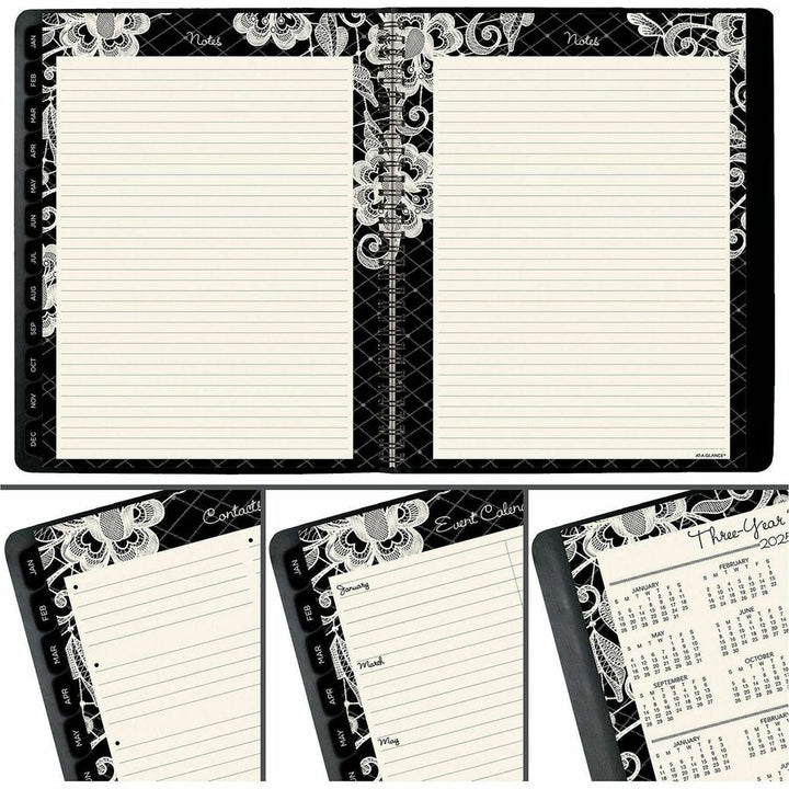 Image of AT-A-GLANCE® Lacey Weekly Block Format Professional Appointment Book, Lacey Artwork, 11 x 8.5, Black/White, 13-Month: Jan 2025 to Jan 2026