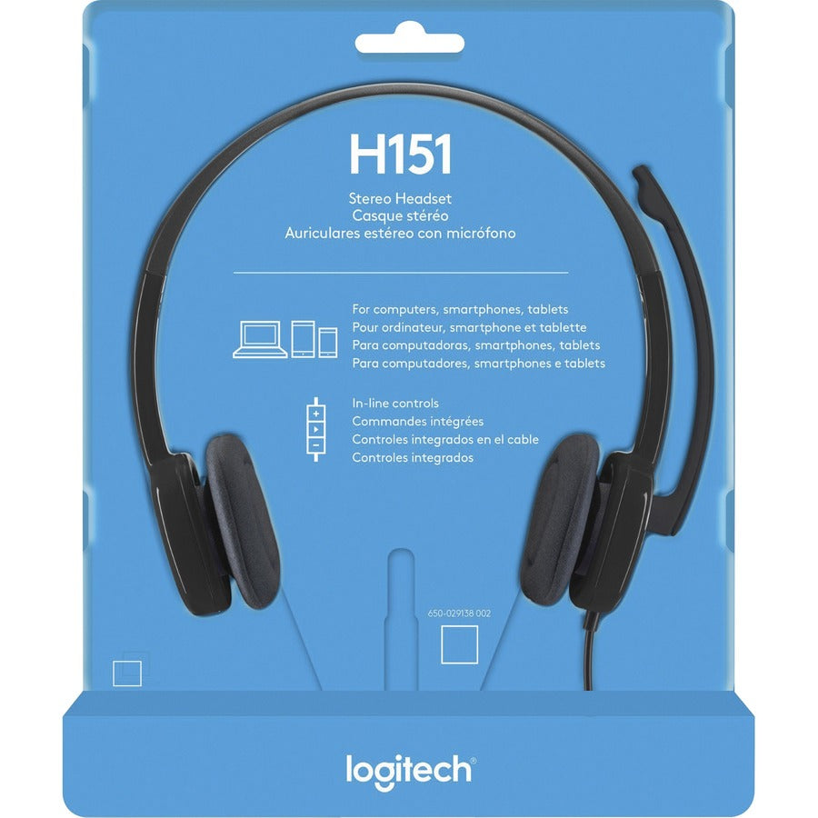 Image of Logitech® H151 Binaural Over The Head Headset, Black