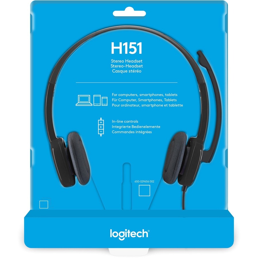 Image of Logitech® H151 Binaural Over The Head Headset, Black