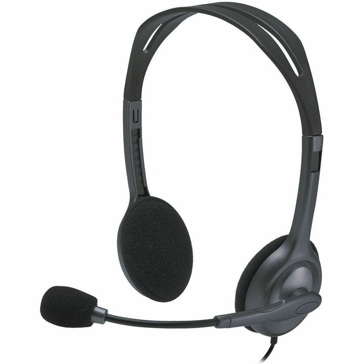 Image of Logitech® H111 Binaural Over The Head Headset, Black/Silver