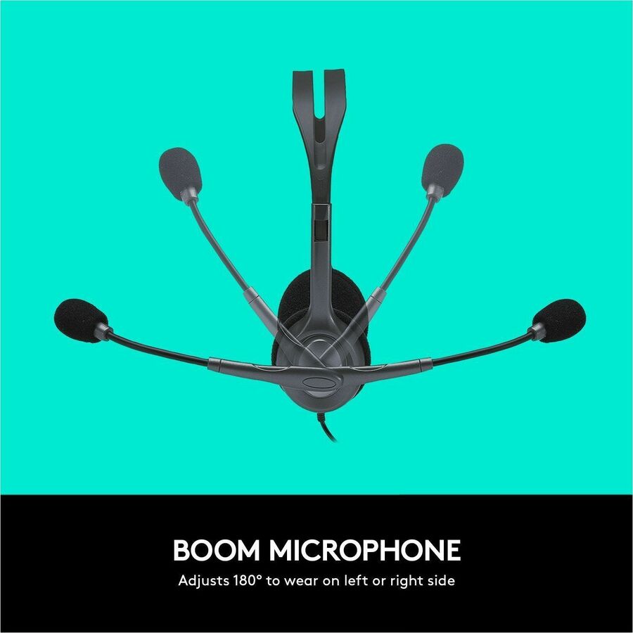 Image of Logitech® H111 Binaural Over The Head Headset, Black/Silver