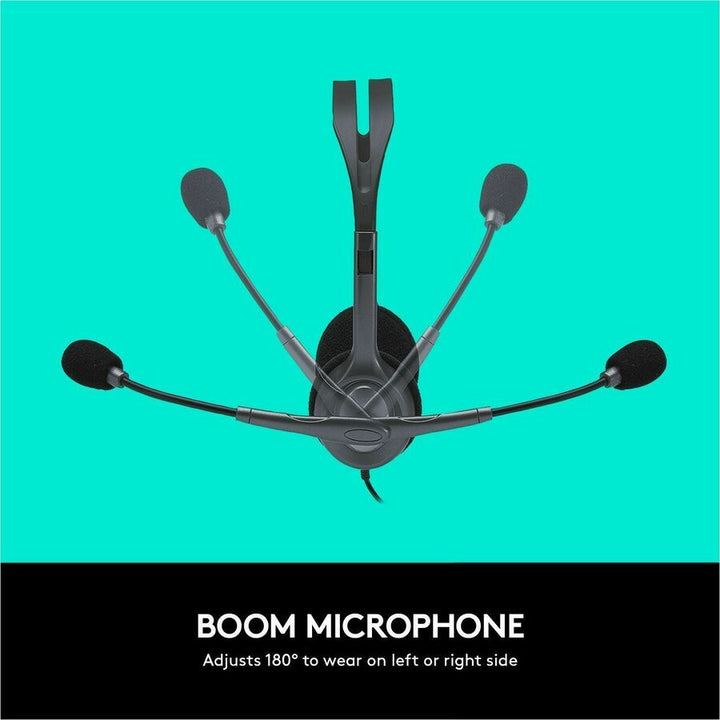 Image of Logitech® H111 Binaural Over The Head Headset, Black/Silver