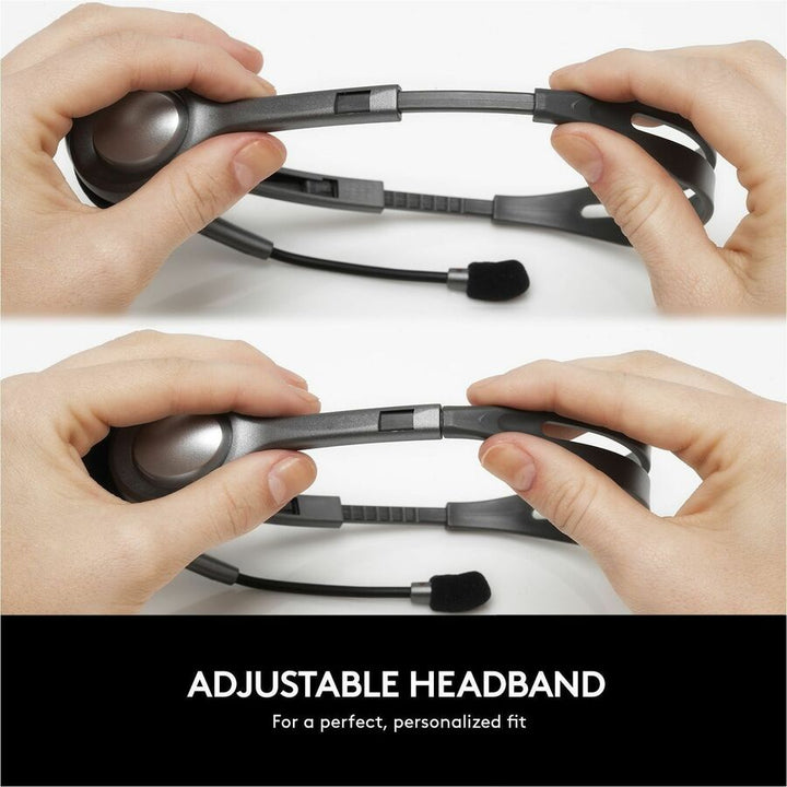 Image of Logitech® H111 Binaural Over The Head Headset, Black/Silver