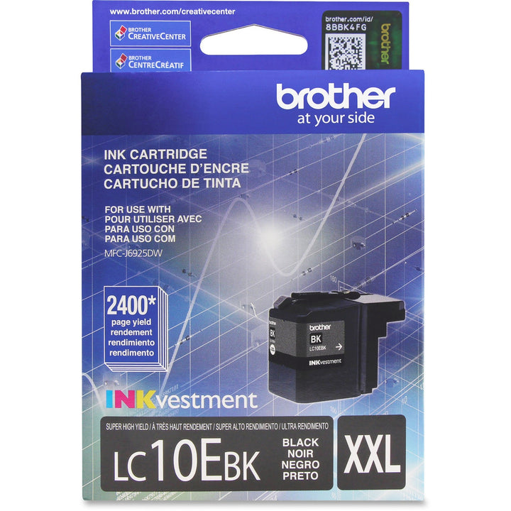 Image of Brother LC-10EBK LC10 XXL Super High-yield Ink Cartridge, 2400 Pages, 1 Each