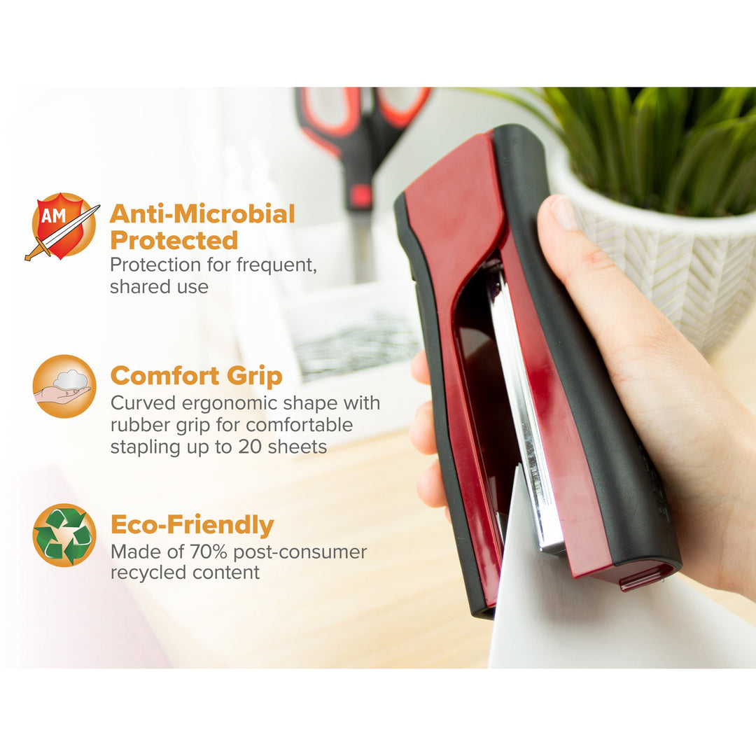 Image of Bostitch® Dynamo Stapler, 20-Sheet Capacity, Red