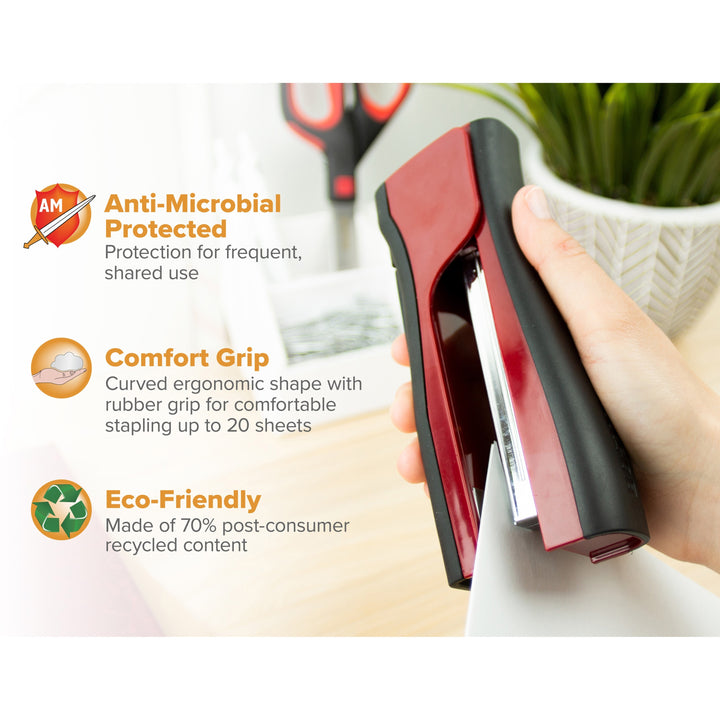 Image of Bostitch® Dynamo Stapler, 20-Sheet Capacity, Red