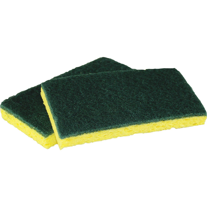 Image of Impact® Cellulose Scrubber Sponge,3-3/16"Wx6-1/4"Lx7/8"H,5/PK,GN/YW