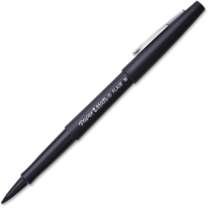 Image of Paper Mate 1921070 Flair Medium Point Porous Markers, 0.7 mm Pen Point, Black Ink, Water Based, Black Barrel, Felt Tip, 36 / Pack