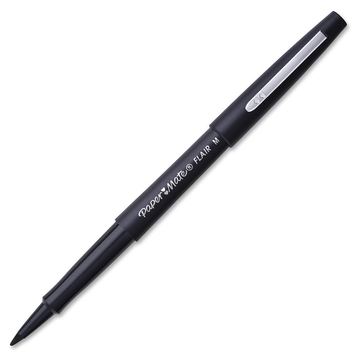 Image of Paper Mate 1921070 Flair Medium Point Porous Markers, 0.7 mm Pen Point, Black Ink, Water Based, Black Barrel, Felt Tip, 36 / Pack