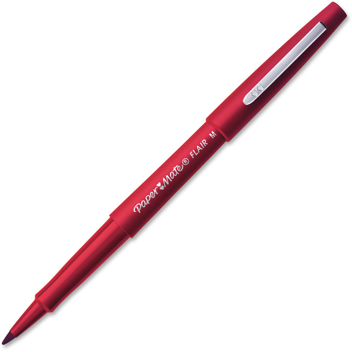 Image of Paper Mate 1921091 Flair Medium Point Porous Markers, 0.7 mm Pen Point, Red Ink, Water Based, Red Barrel, Felt Tip, 36 / Pack