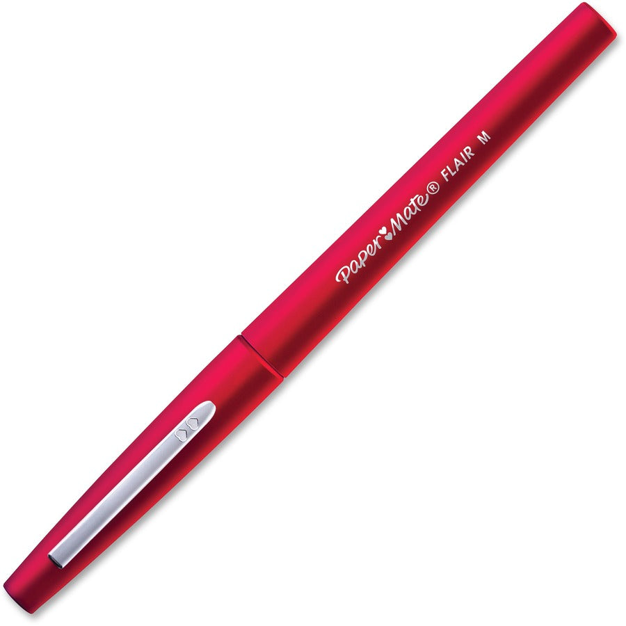 Image of Paper Mate 1921091 Flair Medium Point Porous Markers, 0.7 mm Pen Point, Red Ink, Water Based, Red Barrel, Felt Tip, 36 / Pack