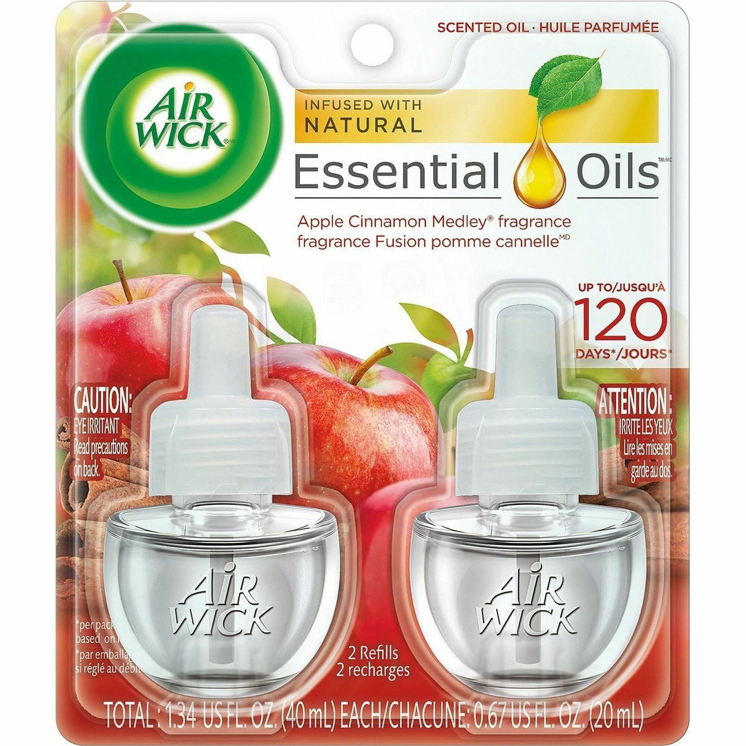 Image of Air Wick 80420 Scented Oil Warmer Refill, Oil, 0.7 fl oz (0 quart), Apple Cinnamon Medley, 60 Day, 2 / Pack