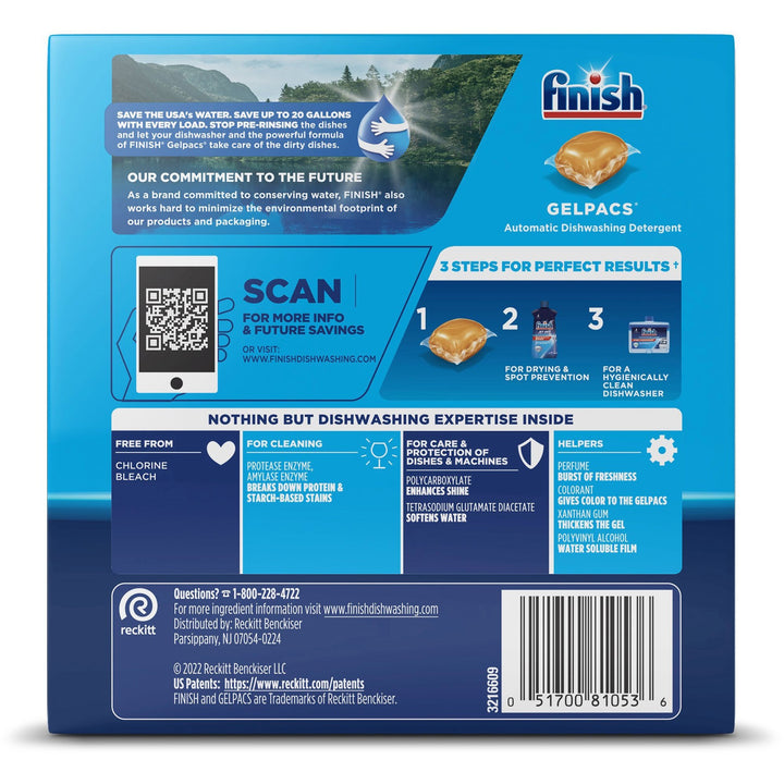 Image of Finish All in 1 Gelpacs 81053 Dishwasher Gel Packs